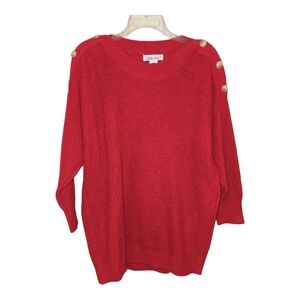 Lark+Grey Red Shaker Knit Sweater Size L